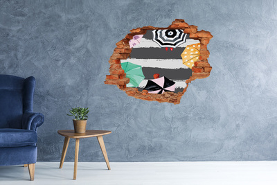 Grote 3D muursticker gat in de muur Santorini in volle glorie