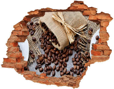 Grote 3D muursticker gat in de muur Koffie drinken in het comfort van je eigen huis.