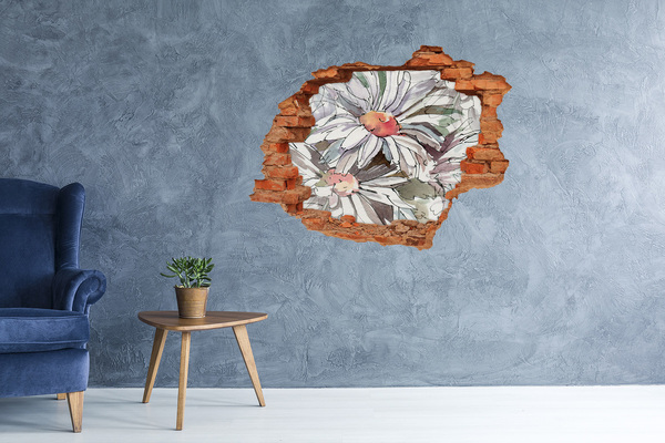 Okleina 3D dziura na ścianę Kwiaty w betonie