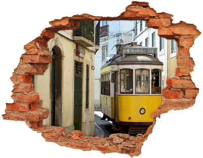 Grote 3D muursticker gat in de muur New York Bridge