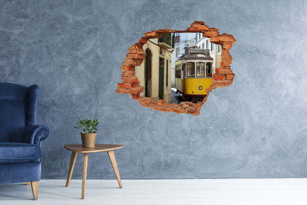 Grote 3D muursticker gat in de muur New York Bridge