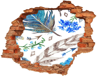 Grote 3D muursticker gat in de muur Gebroken LEGO-stenen muur