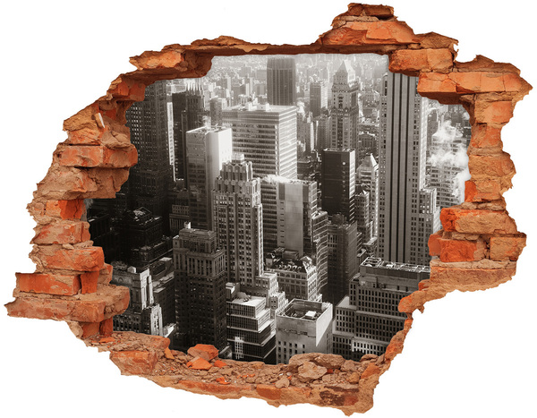 Fototapeta dziura na ścianę 3d Widok na miasto z dziury w ścianie