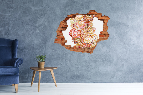 Dziura 3d foto tapeta naklejka Kolorowe wzory na tle betonu