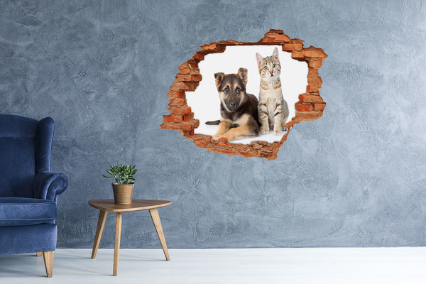 Fototapeta dziura na ścianę 3d Przyjaciele z podwórka