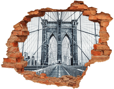 Samoprzylepna dziura na ścianę Brooklyn Bridge w czerni i bieli