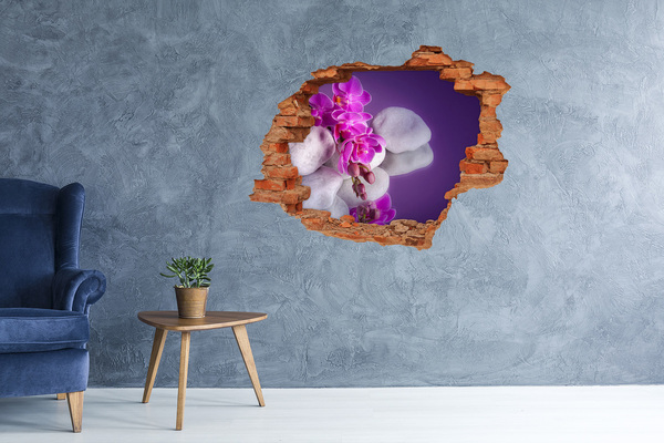 Vinyl muursticker 3D breekeffect Groene plant in een gat in de muur