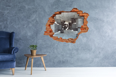 Grote 3D muursticker gat in de muur Uitzicht op de stad 's nachts