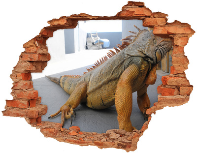 Fototapeta dziura na ścianę Iguana w zniszczonej ścianie