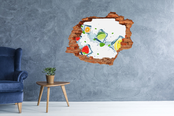 Grote 3D muursticker gat in de muur Hamster in een transparant gat in de muur