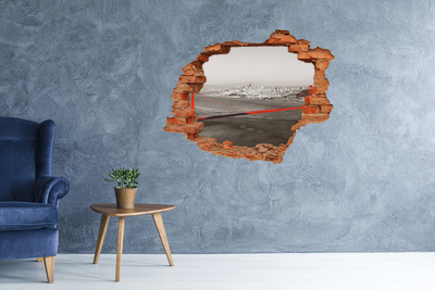 Grote 3D muursticker gat in de muur Zonsondergang boven de zee