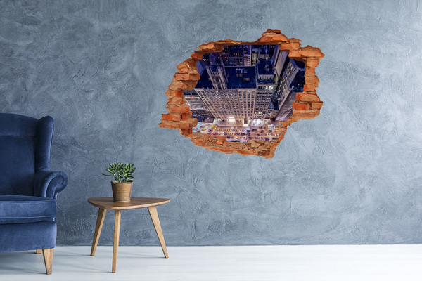 Grote 3D muursticker gat in de muur Verse baguettes in de muur