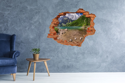 Grote 3D muursticker gat in de muur Berglandschap met een vallei