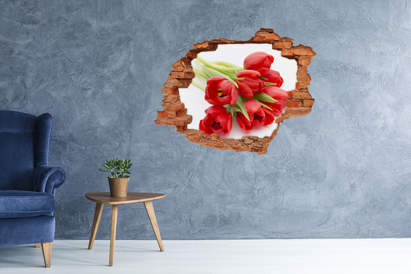 Vinyl muursticker 3D breekeffect Gouden bloemen in beton