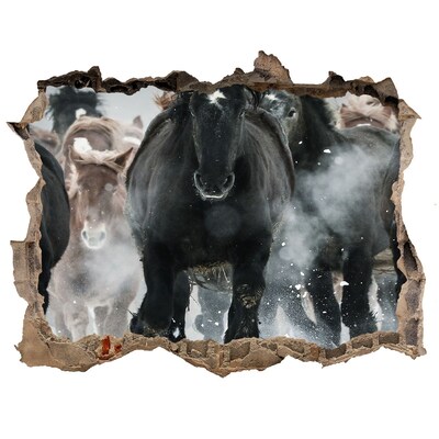 deur sticker Paarden galopperen dwars door de muur.