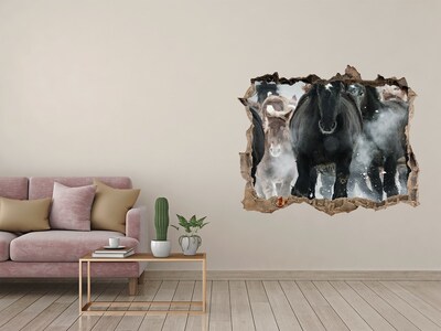 deur sticker Paarden galopperen dwars door de muur.