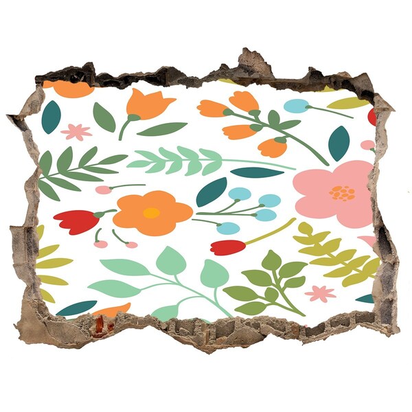 deur sticker Een bloemenparadijs achter de muur.