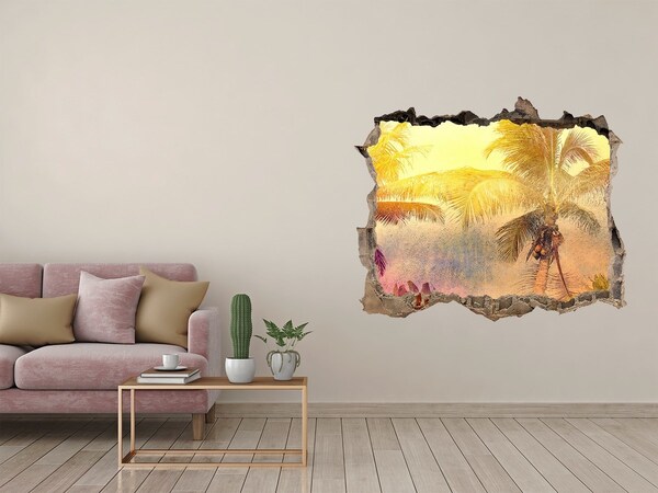 deursticker Tropische oase achter de muur