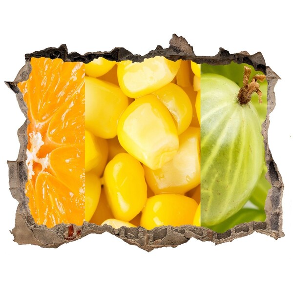 deursticker Fruitmuurschildering in een gat in de muur