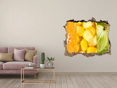 deursticker Fruitmuurschildering in een gat in de muur