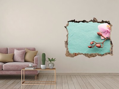 Samoprzylepna naklejka fototapeta Kwiat orchidei w uszkodzonej ścianie
