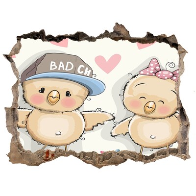 deursticker Schattige vogeltjes op een skateboard