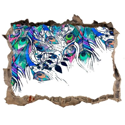 meubelfolie ikea Kleurrijke veren in een gat in de muur