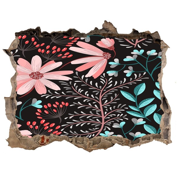 meubelfolie ikea Bloemenpatroon op een zwarte achtergrond