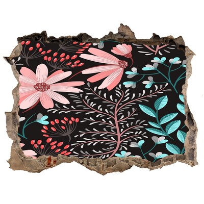 meubelfolie ikea Bloemenpatroon op een zwarte achtergrond