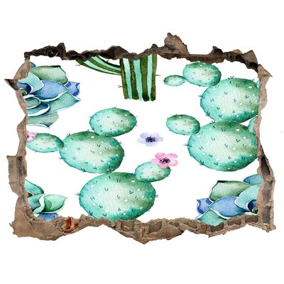 deursticker Cactussen in een gat in de muur
