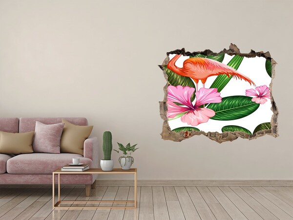 Zelfklevende 3D wandsticker illusie Tropisch paradijs achter de muur
