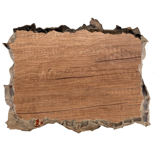 Wandsticker 3D doorkijk Een beschadigde muur met een houten plank.