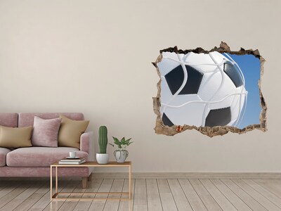 Wandsticker 3D doorkijk Voetbal in de lucht