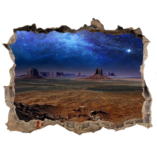 Wandsticker 3D gat met uitzicht Ruimtelandschap in Monument Valley