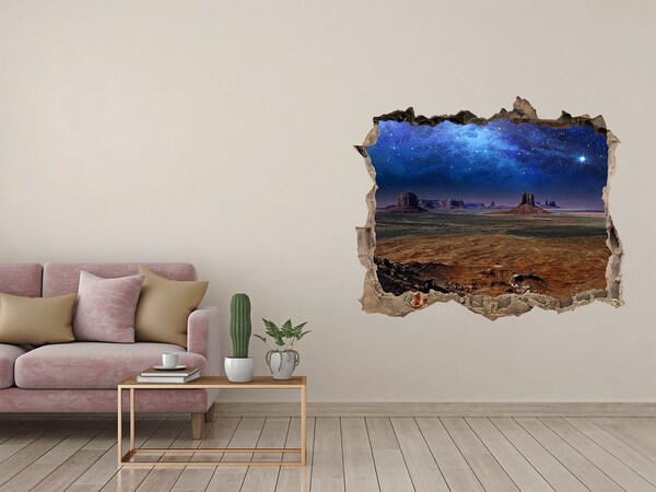 Wandsticker 3D gat met uitzicht Ruimtelandschap in Monument Valley