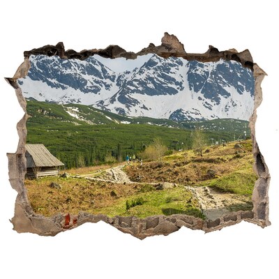 deursticker Berglandschap met een dorp