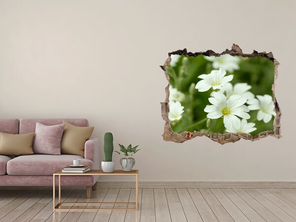 Zelfklevende 3D wandsticker illusie Bloemen in een gat in de muur