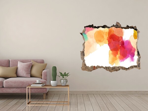 Wandsticker 3D gat met uitzicht Kleurrijk gat in de muur