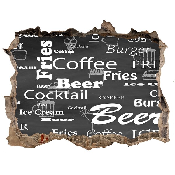 Zelfklevende muursticker 3D gat Culinaire chaos in het gat