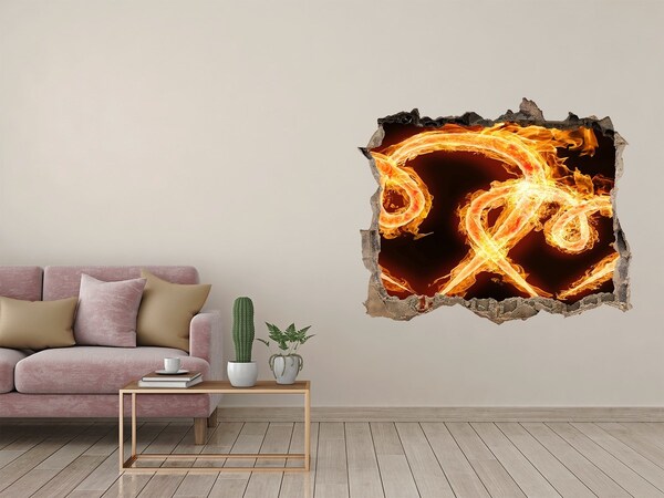 Zelfklevende 3D wandsticker illusie Brandende slangen in het vuur