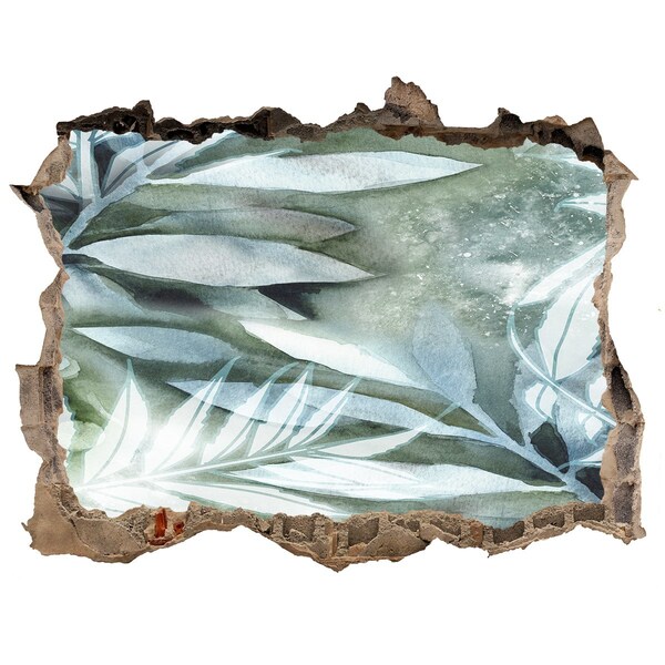 Zelfklevende muursticker 3D gat Een groene oase in een gat in de muur.