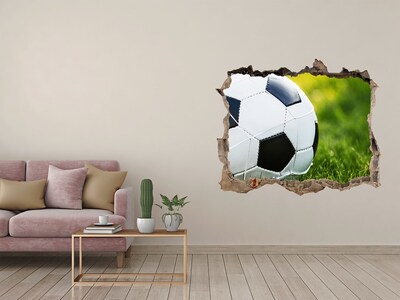 Wandsticker 3D doorkijk Voetbal op het veld