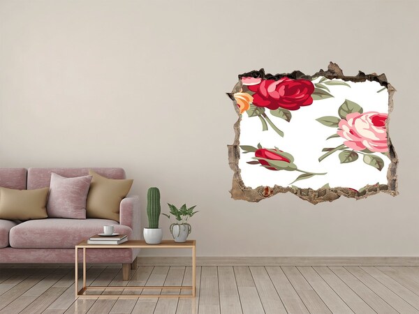 Wandsticker 3D gat met uitzicht Bloemengat in de muur