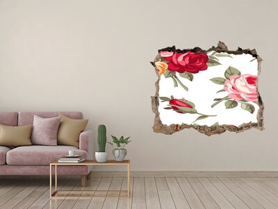 Wandsticker 3D gat met uitzicht Bloemengat in de muur