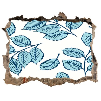 Wandsticker 3D doorkijk Groene bladeren op de muurachtergrond