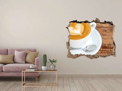 Zelfklevende muursticker 3D gat Koffie in een kapotte muur