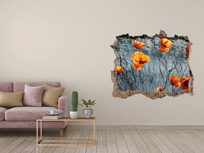 Zelfklevende 3D wandsticker illusie Bloemen in een gat in de muur