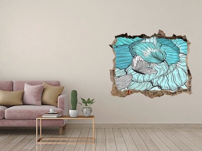 Wandsticker 3D gat met uitzicht Een bloemenparadijs in beton.