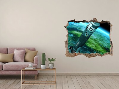 Wandsticker 3D doorkijk Raket in de ruimte