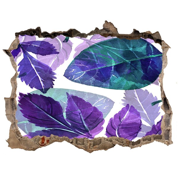 Naklejka 3D dziura na ścianę Zielone liście w dziurze w ścianie